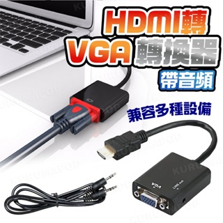 HDMI 轉 VGA 轉換器 HDMI to VGA轉接頭 附音源線 1080P 筆電接投影機 HDTV高清影像轉換線