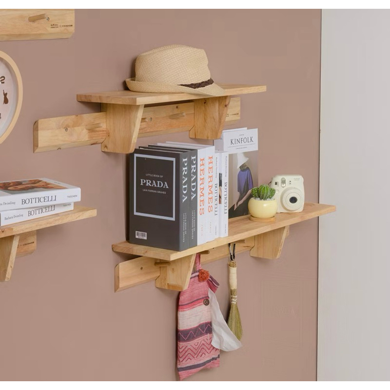 玄關壁掛架 置物層架平台 展示架 房間臨時掛衣架衣帽架 客廳文青小書架 木質天然材質 小宅好物多用途~購自生活工場