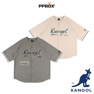 KANGOL 袋鼠 草寫 棒球 襯衫 獨家款【64258491】時尚 短袖 情侶裝 T恤 夏天穿搭 外搭 日韓穿搭