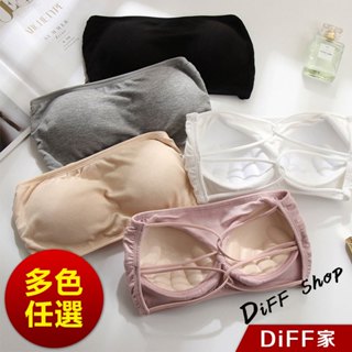 【DIFF】韓版無肩帶防走光背心 平口背心 帶胸墊免穿內衣 小可愛 女裝 衣服 短版上衣 短板 夏天女裝【V383】