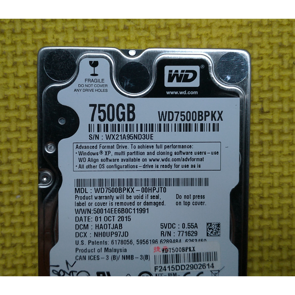 ※含稅附發票※2.5吋筆電硬碟 WD7500BPKX 9mm 750G 黑標 擴充 行動硬碟