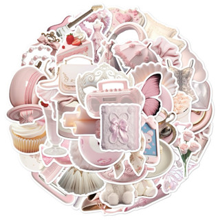 𝐞𝐭.𝐛𝐮𝐧𝐧𝐲_𝐬𝐭𝐮𝐝𝐢𝐨臺灣出貨· 50張ins芭蕾少女粉色貼紙🩷手機殼手帳本iPad水杯裝飾DIY防水貼紙