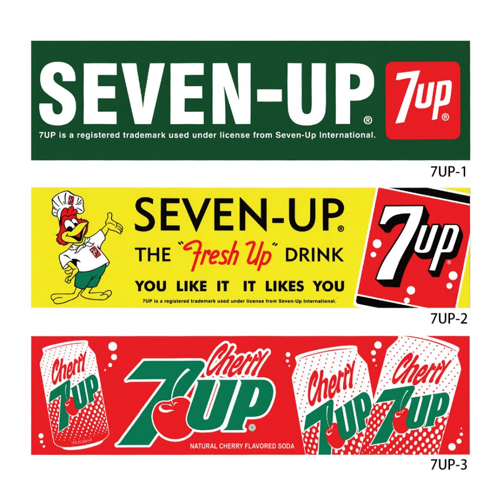 日本進口 7UP 七喜汽水 長形貼紙 行李箱貼