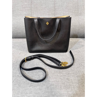 tory burch 真皮 手提側背兩用包 黑色 公事包 上班 逛街 中等小包 隔層