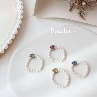 珍豬釋迦Pearler | 海藍寶/碧璽愛心珍珠串戒 天然淡水珍珠串珠戒指 S925銀飾品 珍珠