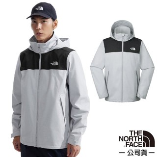 【The North Face】男 輕薄款 防風防水透氣可調節連帽外套 風衣 休閒夾克/可收納風帽 星塵灰 88FR