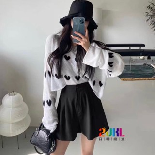 #L174112 韓版愛心寬鬆防曬慵懶罩衫 質感柔軟寬版舒適心型可愛針織衫 休閒百搭顯瘦針織長袖上衣