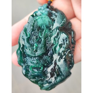 翡翠精品收藏-墨翠龍牌（大師工藝雙證），獨家專屬訂製盒，黑度油度超足，雙面雕工!
