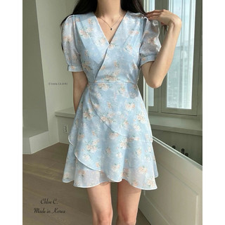 🇰🇷Chloe C. 韓國東大門服飾🇰🇷 O’rora ［特價出清款］正韓V領碎花朵顯瘦洋裝.宴會婚禮