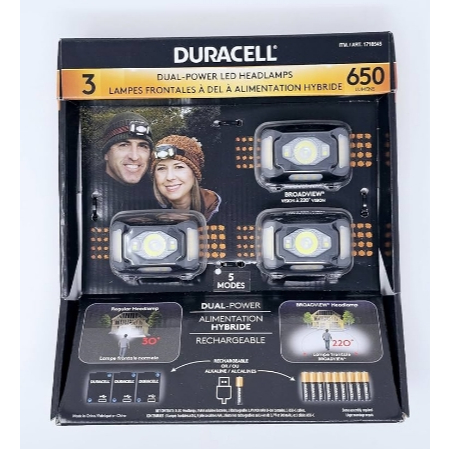 *好樂市 台灣現貨*DURACELL LED 650流明頭燈3入組#1718545