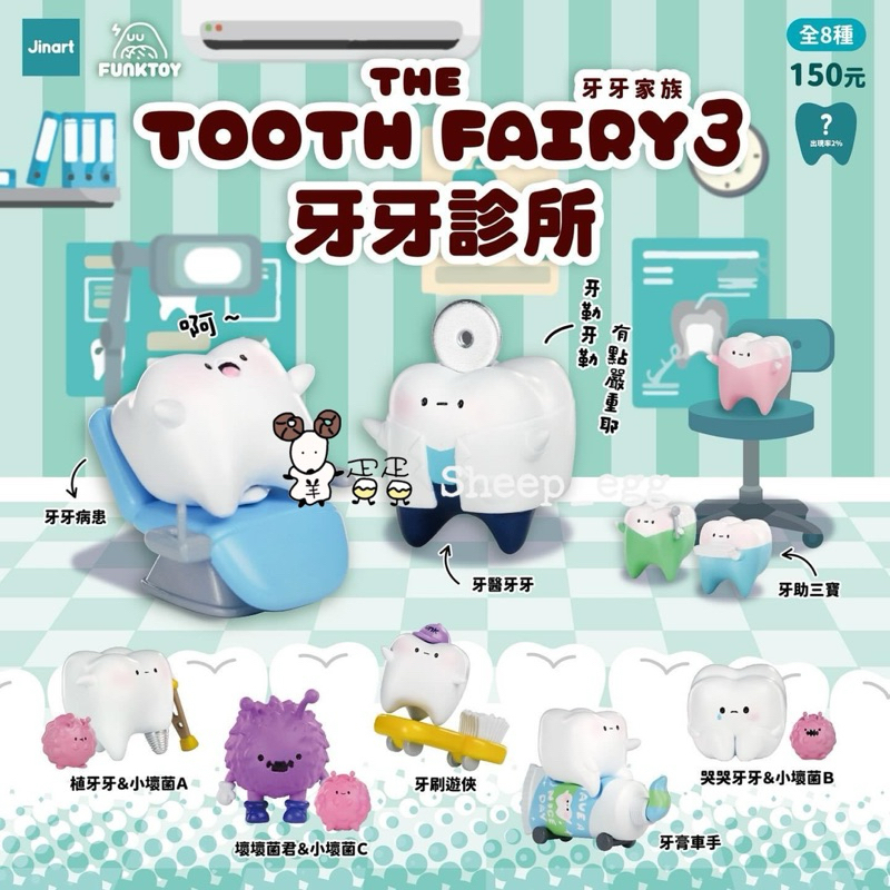『現貨』羊蛋蛋 轉蛋 扭蛋 正版 Jinart 牙牙家族 牙牙診所 診所 牙牙 牙齒 家族 Funk toy 放克玩