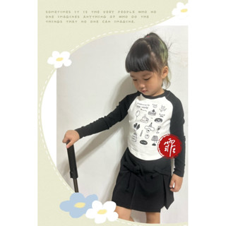 剩90.100(188)Fei Fei 🐠2024秋冬新款🐠 香水娜娜 18843撞色牛角袖印花T 90-140