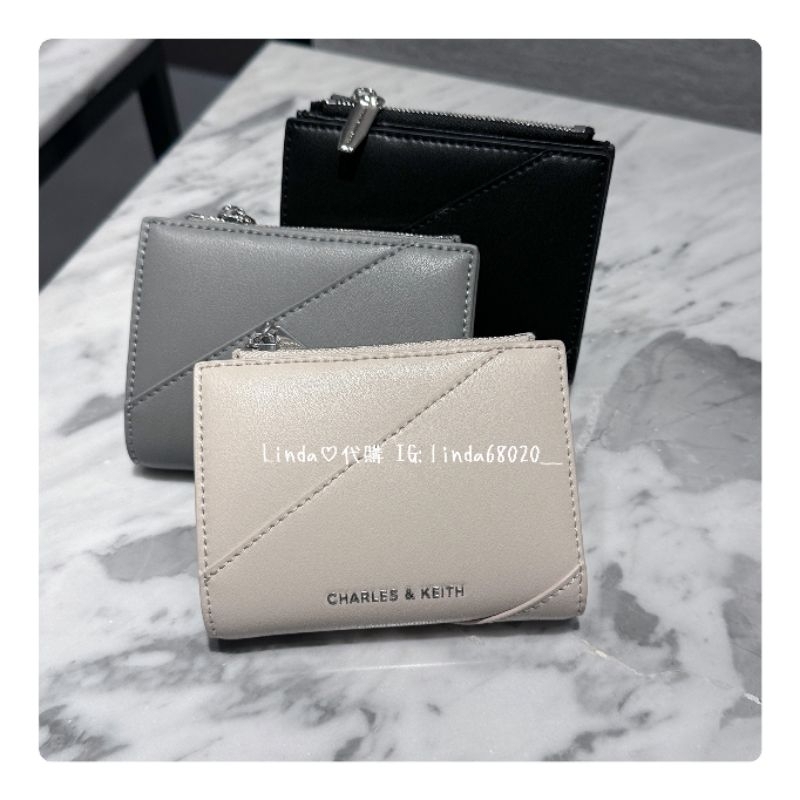 Linda❤️代購 現貨 Charles & Keith 小CK 子母釦 灰 白 黑 短夾 CK6-10701505