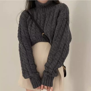 【Joybuy】韓系復古高領麻花紋寬鬆加厚針織毛衣女裝