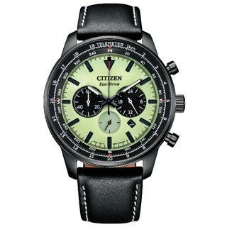 CITIZEN 星辰 Chronograph CA4505-21X 光動能三眼計時時尚錶 夜光綠 44mm