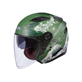 【SOL Helmets】SO-7E開放式安全帽 (浮世繪 消光綠/白) ｜ SOL安全帽官方商城｜雙D釦／排齒釦