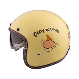 【THH】贈好禮 安全帽 T-383A+ CAPY水豚君 奶油黃 亮面 內建墨片 內鏡 復古帽 3/4罩｜耀瑪騎士