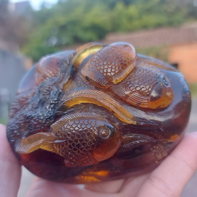 琥珀擺件 緬甸溶洞 飛翾老珠