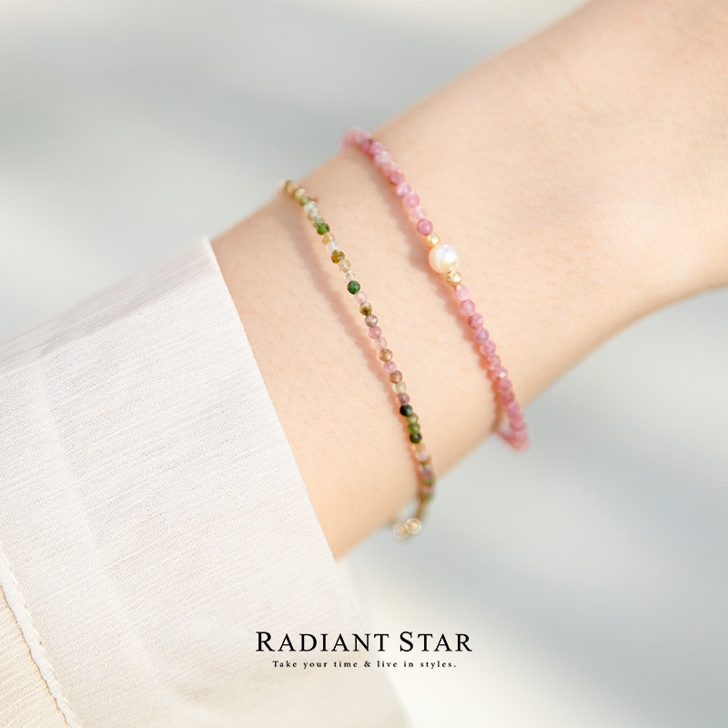 霓虹絢麗1+1彩碧璽/粉碧璽手鍊二入禮盒組【MMS698-KTL669】璀璨之星