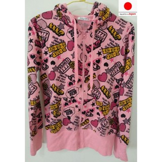 M中古二手日本進口COLZA保暖服裝服飾粉紅色女童少女外套上衣