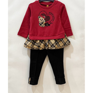 金安德森童裝/女童套裝 衣 愛心熊配格紋裙擺上衣 兩件式套裝 滿月送禮 週歲洋裝 臺灣製 21120