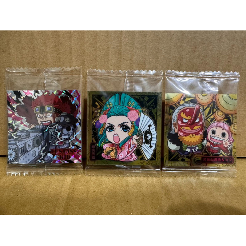 ￥My公仔￥ 日本限定 日版 Bandai 航海王 光月日和 基德 小南 天狗山飛徹 貼紙 食玩 威化餅