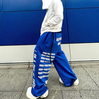 《小賈潮流》Need Your Ideas 落地闊腿長褲 美式 街頭 印花 文字 闊腿 落地感 美式長褲
