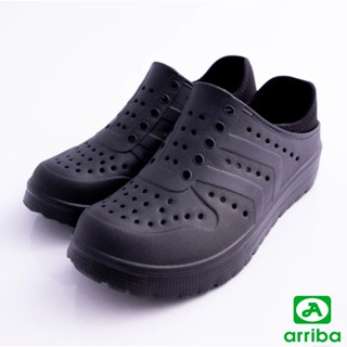 arriba(艾樂跑) 男款 輕量防水洞洞鞋 / 水鞋 / 休閒鞋 / 水陸兩用鞋/2穿法(腳後跟可踩)~61556黑