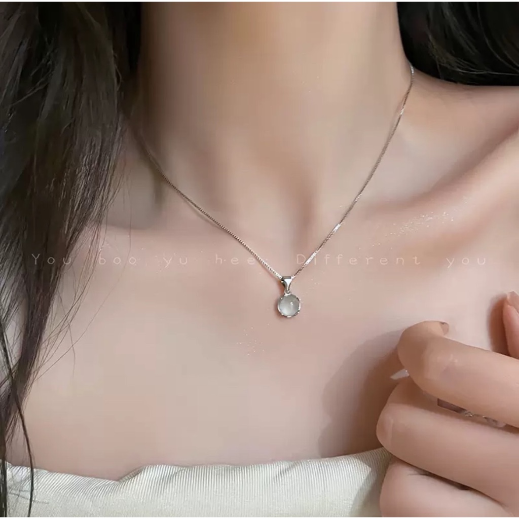 ✨mendy 💕台灣現貨 當日寄出💕高級感 簡約百搭 貓眼石吊墜項鍊 鎖骨鏈