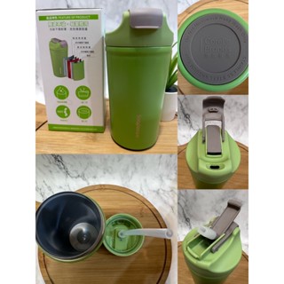【康寧餐具】SNAPWARE陶瓷不鏽鋼真空保溫雙飲隨行杯485ml (SN-BC500)│長榮航空(有吸管）