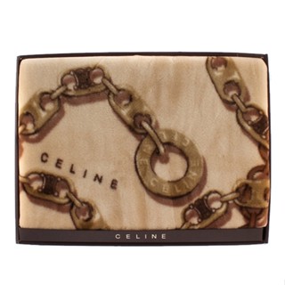 CELINE經典鎖鏈圖保暖絨毛大蓋毯/毛毯禮盒(駝色)084037-9｜GoBrand購名牌
