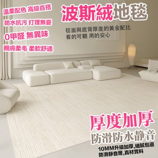 【LINLEE】客廳地毯 防水地毯 奶油風客廳地墊 免洗可擦 防水抗汙 仿羊絨地毯 絨毛地毯 大尺寸地墊 寵物高階羊絨毯