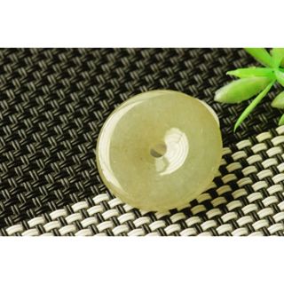 N251墜子❀翡翠玉A貨冰潤黃綠平安扣墜子吊墜掛件玉佩【緬甸玉翠軒】玉首飾品 男女老少