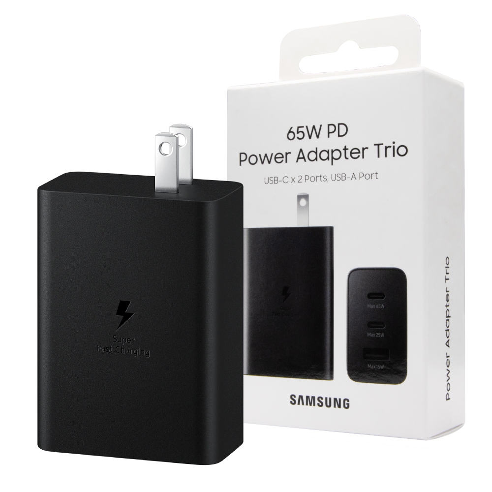 Samsung 三星原廠官方 65W PD 三孔快充旅充頭 - 黑色【盒裝】EP-T6530