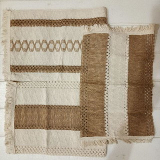 全新 現貨 棉麻條紋拼接雙色編織流蘇桌旗 長桌布 棉麻 桌布 方形桌旗 桌墊 桌巾 茶几布 北歐風 簡約 桌旗 條紋桌布