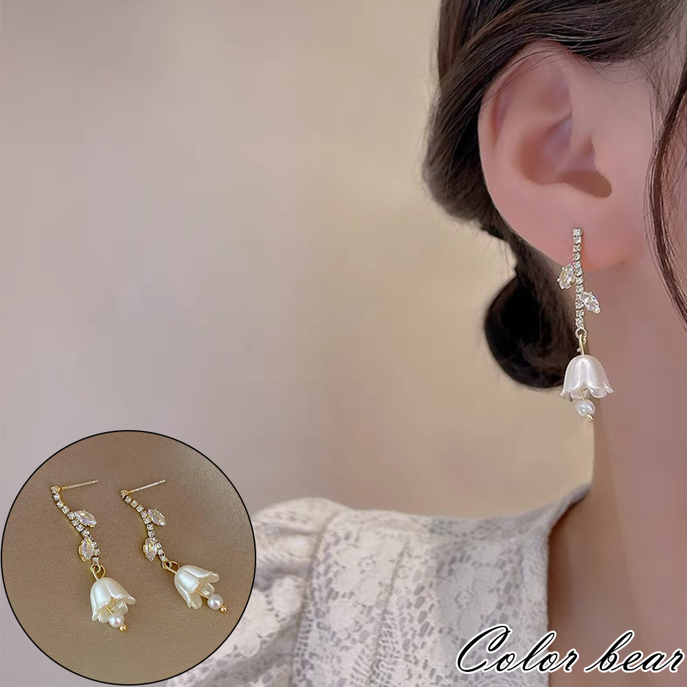 【卡樂熊】S925銀韓系風鈴水鑽造型耳環飾品
