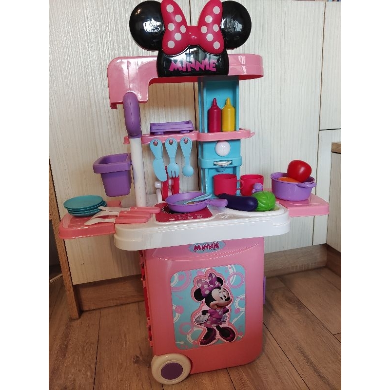 迪士尼米妮 三合一廚房玩具拉桿行李箱組(二手近全新)配件齊全