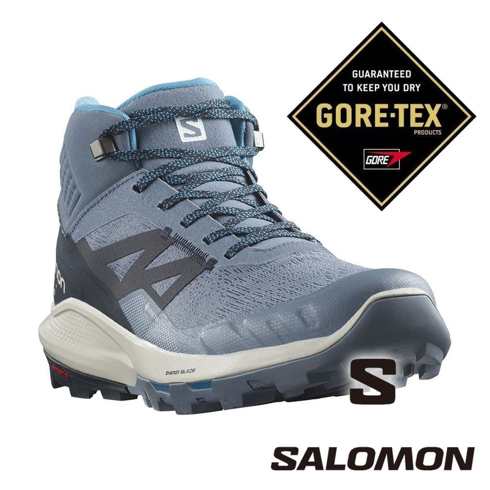 【SALOMON 法國】男OUTpulse GTX中筒登山鞋『瓷器藍/碳黑/岩灰』471522 戶外 露營 登山 健行