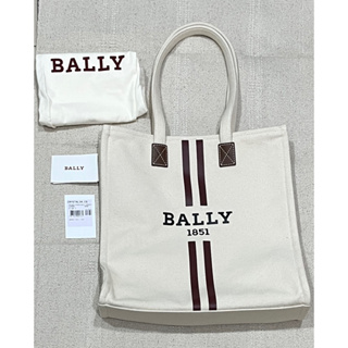 全新正品BALLY Crystalia Tote 白色帆布 托特包 購物袋 手提袋