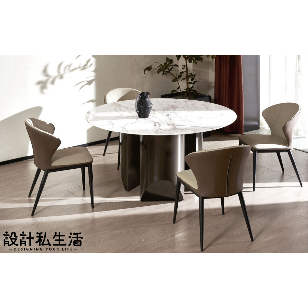【設計私生活】蒙特4.3尺工業風雪山白岩板圓桌、餐桌(免運費)112A高雄