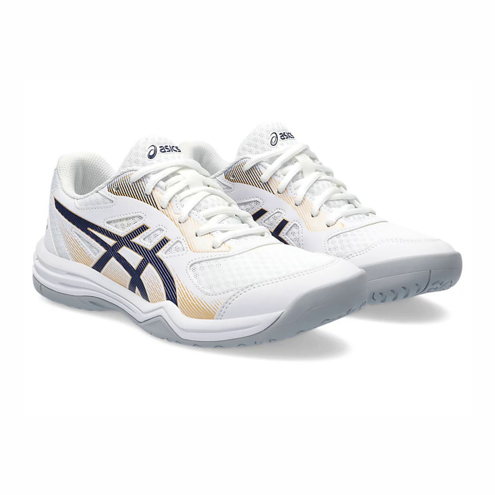 ASICS UPCOURT 5 男女 大童  排球鞋 羽球鞋 白丈青金 1072A088-104 【S.E運動】