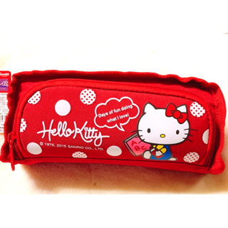 Sanrio三麗鷗Hello Kitty凱蒂貓/雙層雙拉鏈布筆袋