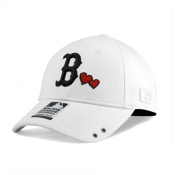 【MLB Old Fashioned Cap】紅襪 B 白 老帽 愛心 人字布 鴨舌帽【ANGEL NEW ERA 】