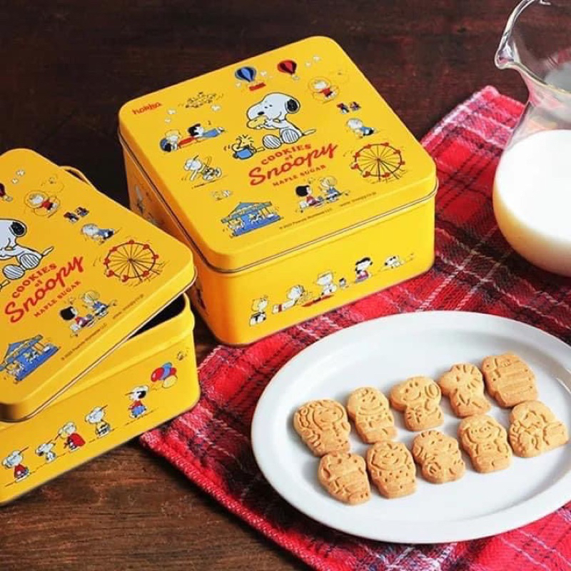 【現貨】日本 北陸製菓 史努比造型餅乾鐵盒90g