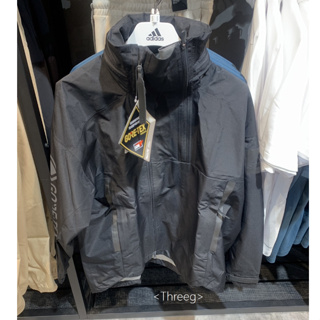 Threeg💫ADIDAS GORE-TEX 防水 外套 保暖 拉鍊口袋 反光三線 立領 雨衣 黑色 男款 HZ8486