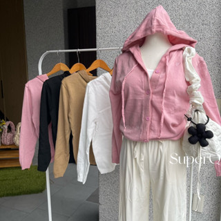 💛臺灣現貨實拍💛#S02ZY 秋季韓系ins 刺繡愛心連帽排扣針織外套 抽繩 長袖外套 顯瘦連帽 針織外套 v領針織