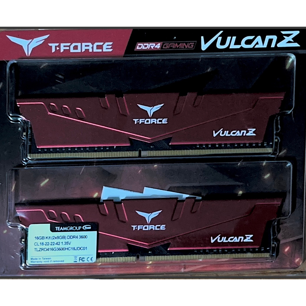 (可議價)TEAM十銓 T-Force Vulcan Z 火神散熱 8GBx2 DDR4-3600 RAM(拆封新品)