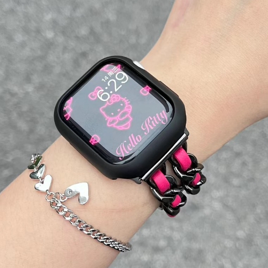 最新獨家款 apple watch s9錶帶 8 7 6 5 4 SE 蘋果手錶錶帶 金屬錶帶 小香風含繩錶帶 蘋果錶帶