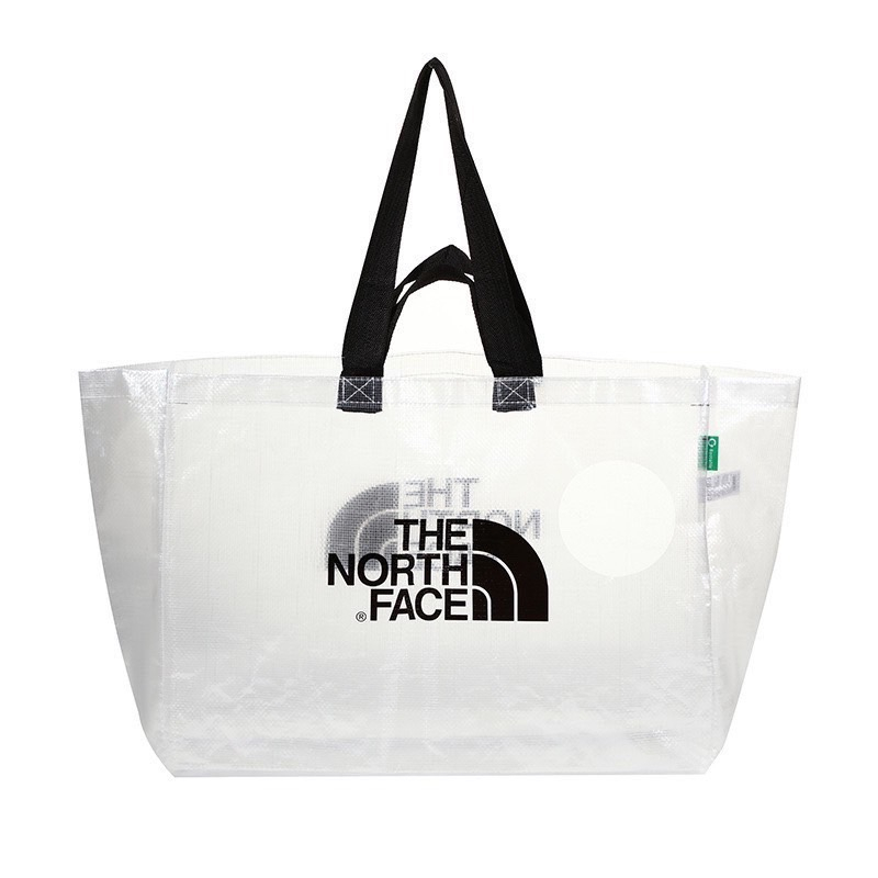 SunQSelect THE NORTH FACE 北臉 購物袋 環保袋 透明 黑LOGO 大容量 行李袋 手提袋 肩背