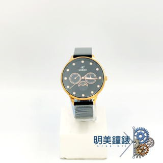 MIRRO 米羅 /6108KL-3763H(黑*玫金)/亮鑽日月相雙環設計/米蘭錶帶都會腕錶/明美鐘錶眼鏡